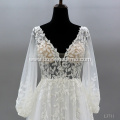 Classic Women Vintage Ball Gown Elegant wedding dress long sleeve lace